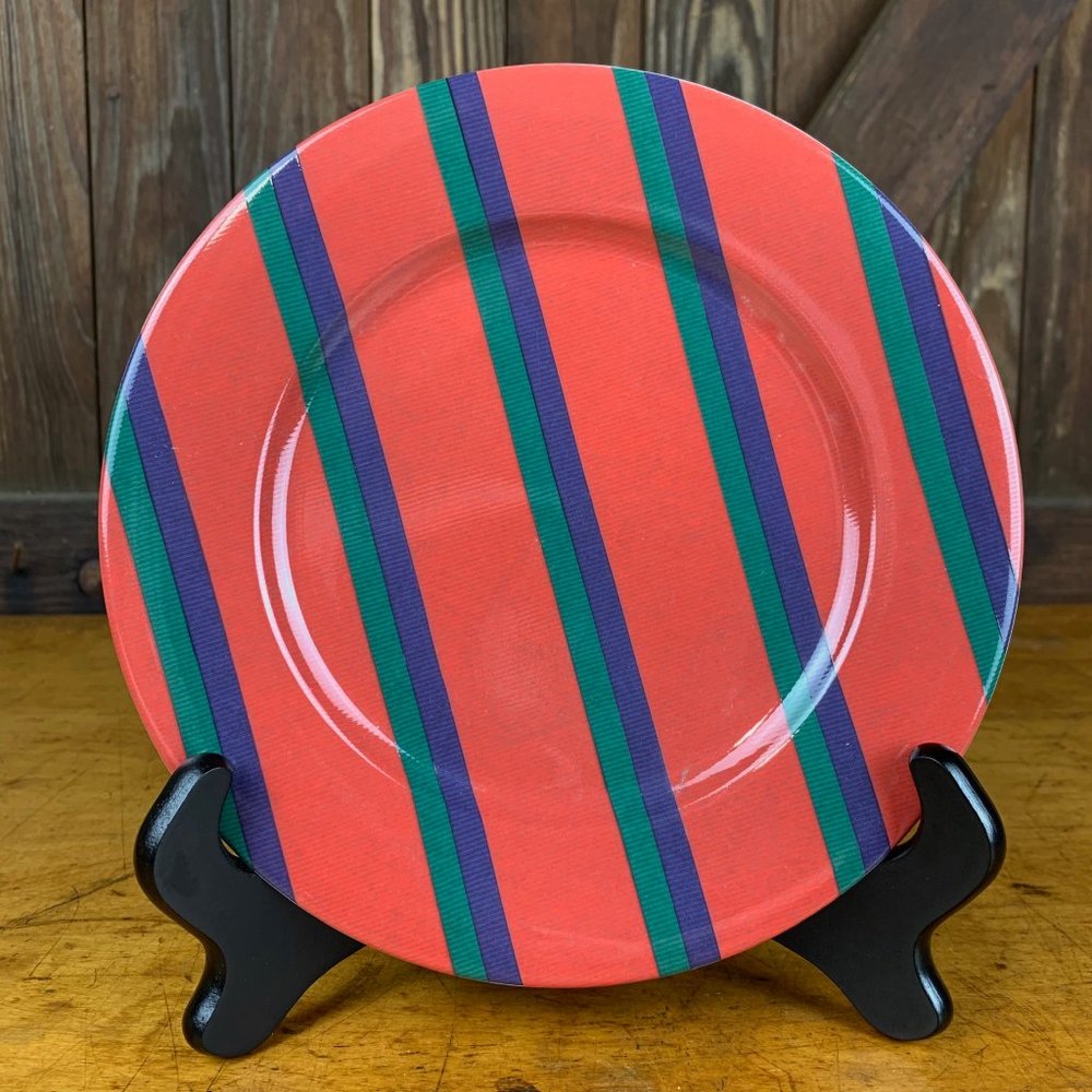 Vtg Block Spal Portugal Regimental Stripes Royal Irish 8" Salad Luncheon Plate